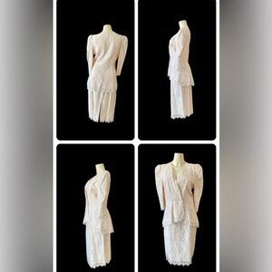 Vintage Cachet By Bari Protas Lace Skirt Suit Light Pink Victorian style